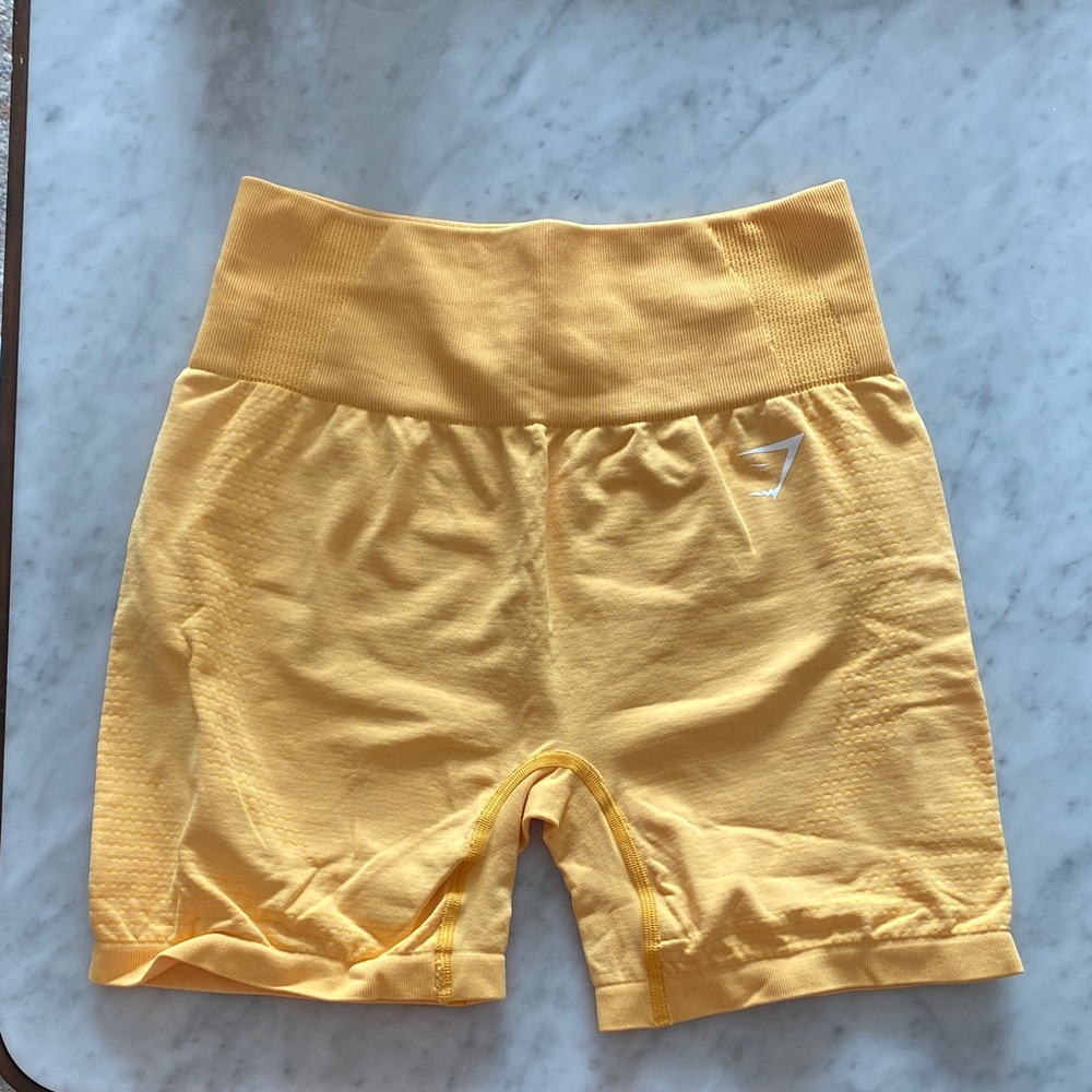 Yellow High-Waisted Gym Shorts